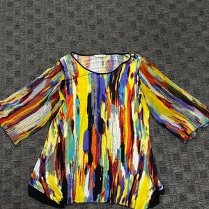 Peter Nygard Colorful Abstract Women's Tunic with sheer sleeves 2x